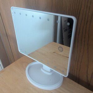 Vanity Mirror LED Light Up Table Top White Rotating Corded or Battery